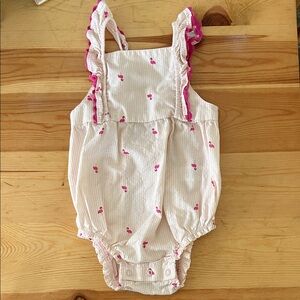 Carter's Pink Flamingo Ruffle Strap Baby Romper